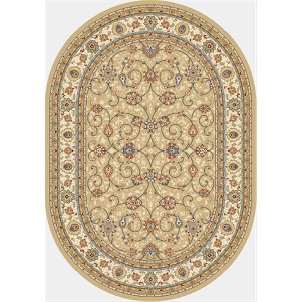 Dynamic Rugs Ancient Garden 5 ft. 3 in. x 7 ft. 7 in. Oval 57120-2464 Rug - Light Gold/Ivory ANOV69571202464 - main